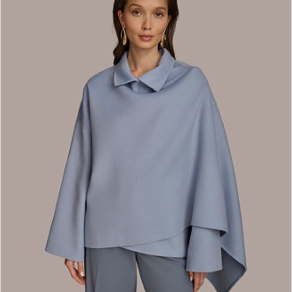 Donna Karen New York Jackets & Blazers - Donna Karen New York Baby Blue Wool Blend Wrap Cape XL